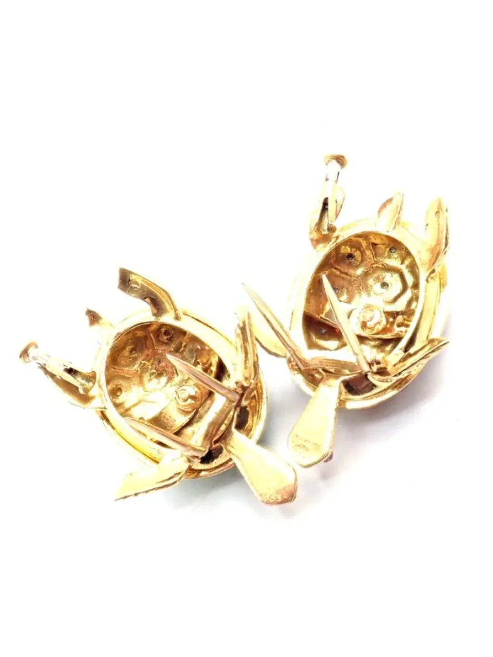 Vintage! Boucheron France 18k Yellow Gold Enamel Set Of Two Turtle Brooches